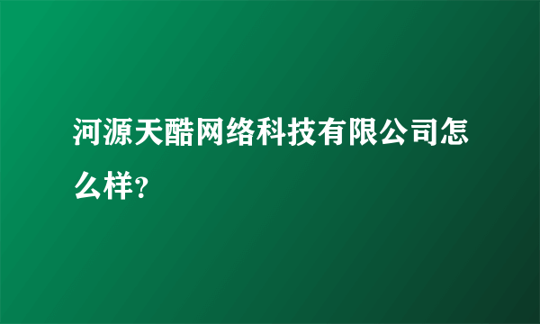 河源天酷网络科技有限公司怎么样？