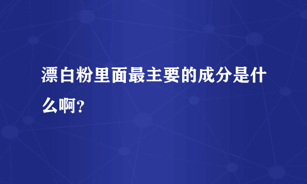 漂白粉里面最主要的成分是什么啊？