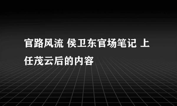 官路风流 侯卫东官场笔记 上任茂云后的内容
