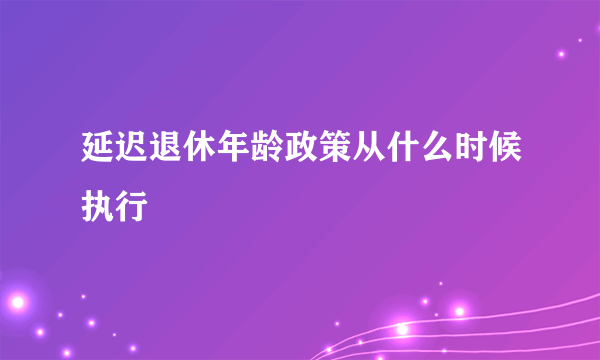 延迟退休年龄政策从什么时候执行
