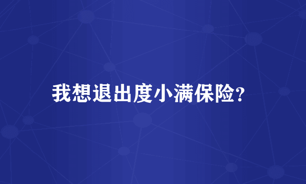 我想退出度小满保险？