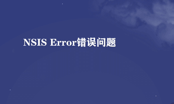 NSIS Error错误问题