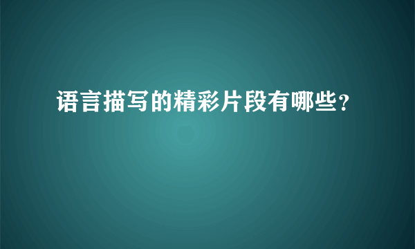 语言描写的精彩片段有哪些？