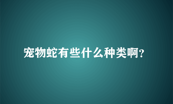 宠物蛇有些什么种类啊？
