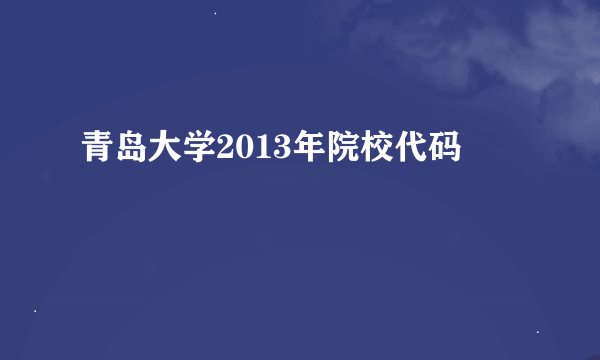 青岛大学2013年院校代码