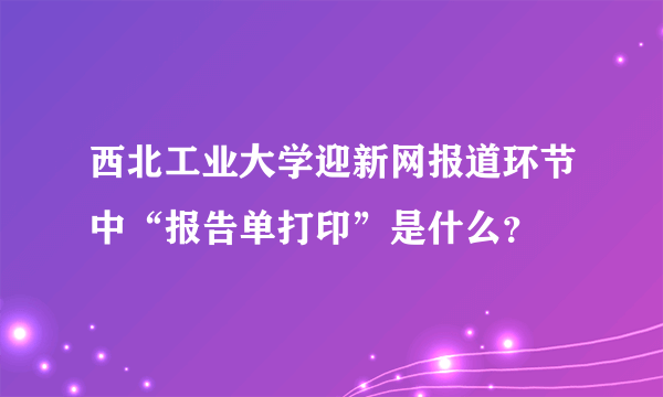 西北工业大学迎新网报道环节中“报告单打印”是什么？