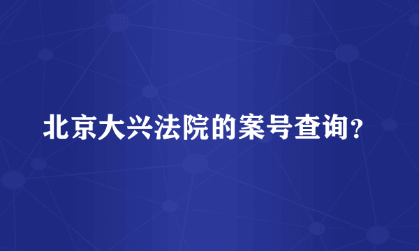 北京大兴法院的案号查询？