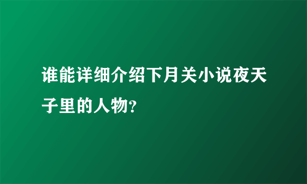 谁能详细介绍下月关小说夜天子里的人物？