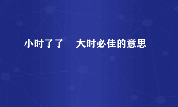 小时了了    大时必佳的意思
