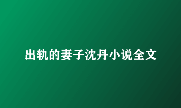 出轨的妻子沈丹小说全文