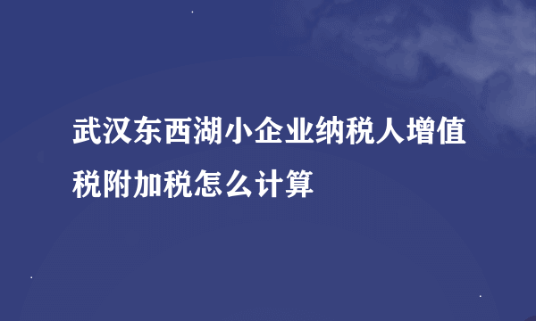 武汉东西湖小企业纳税人增值税附加税怎么计算