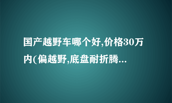 国产越野车哪个好,价格30万内(偏越野,底盘耐折腾,车身坚固不要像日本的易拉罐,长期在野外要可靠的)