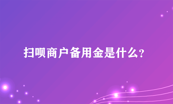 扫呗商户备用金是什么？