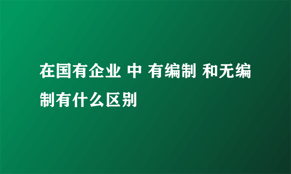 在国有企业 中 有编制 和无编制有什么区别