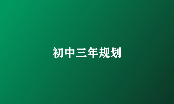 初中三年规划