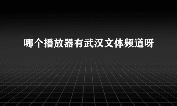 哪个播放器有武汉文体频道呀