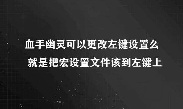 血手幽灵可以更改左键设置么 就是把宏设置文件该到左键上