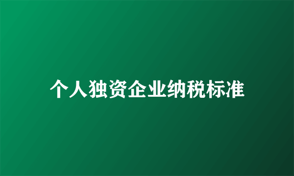个人独资企业纳税标准