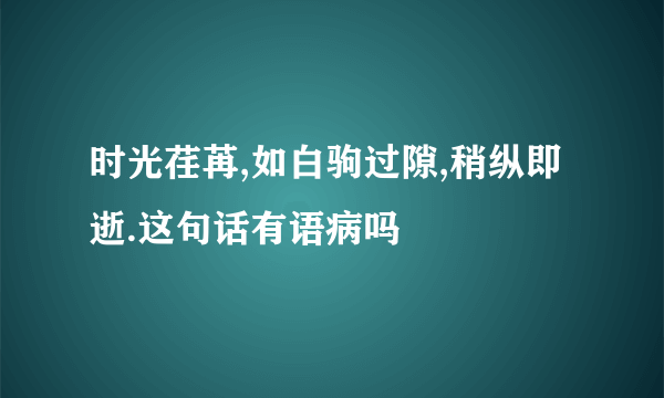 时光荏苒,如白驹过隙,稍纵即逝.这句话有语病吗