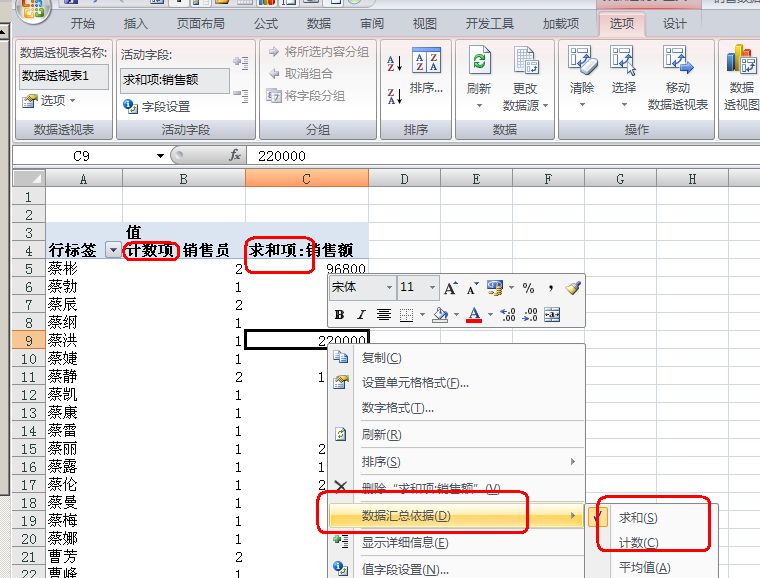 excel2007数据透视表求和后数值为0