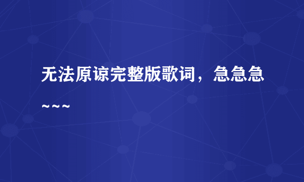 无法原谅完整版歌词，急急急~~~