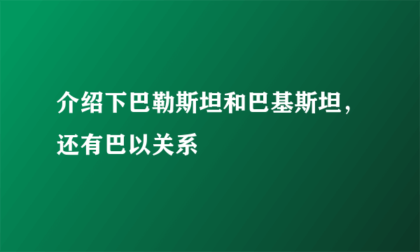 介绍下巴勒斯坦和巴基斯坦，还有巴以关系