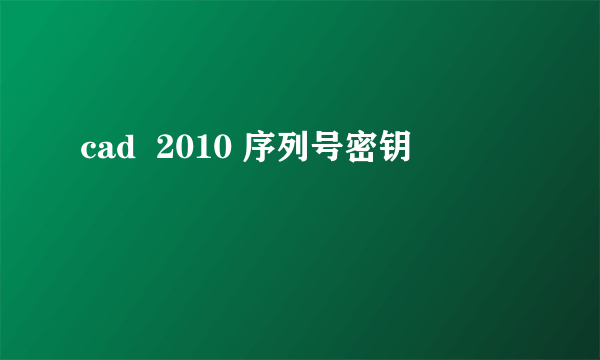 cad  2010 序列号密钥