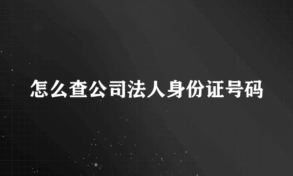 怎么查公司法人身份证号码