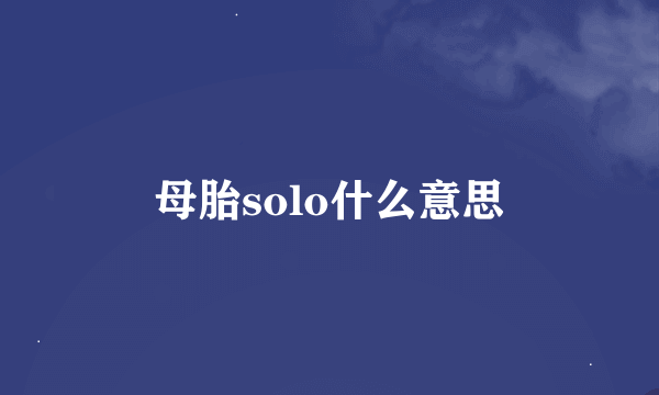 母胎solo什么意思