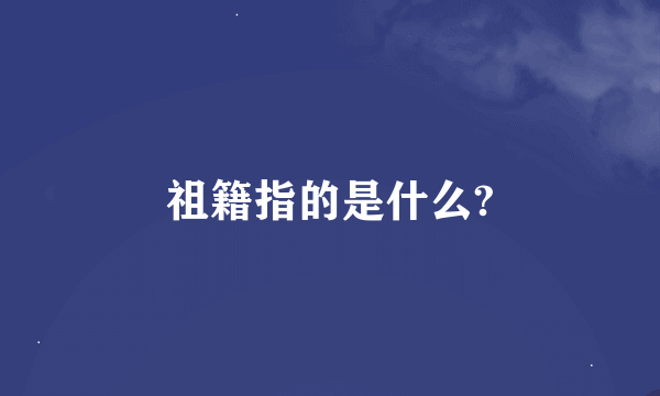 祖籍指的是什么?