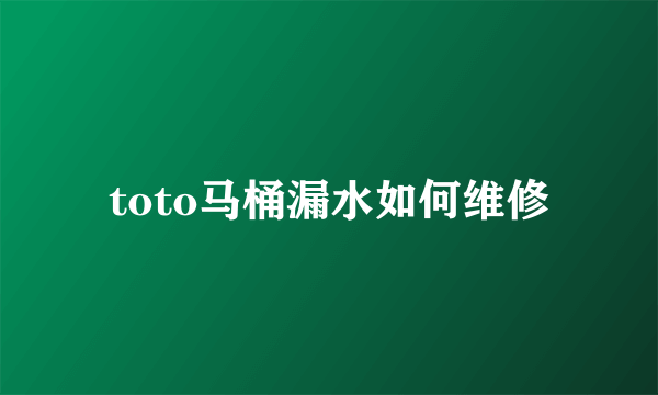 toto马桶漏水如何维修