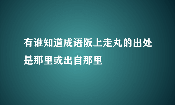 有谁知道成语阪上走丸的出处是那里或出自那里