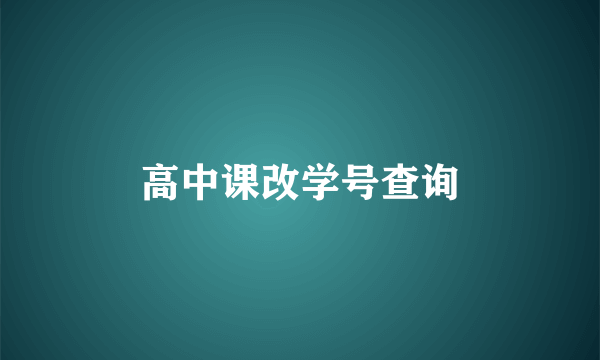 高中课改学号查询