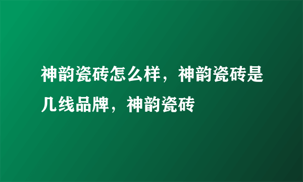 神韵瓷砖怎么样，神韵瓷砖是几线品牌，神韵瓷砖