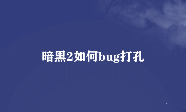 暗黑2如何bug打孔