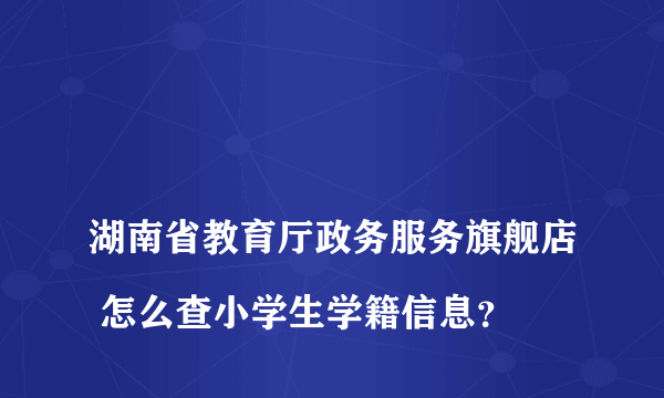 
湖南省教育厅政务服务旗舰店 怎么查小学生学籍信息？

