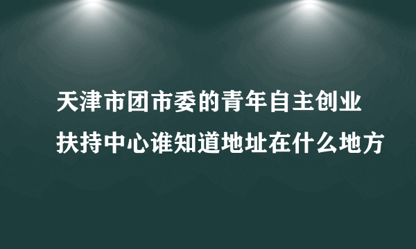 天津市团市委的青年自主创业扶持中心谁知道地址在什么地方