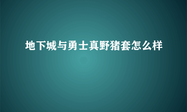 地下城与勇士真野猪套怎么样