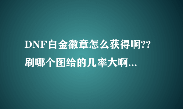 DNF白金徽章怎么获得啊?? 刷哪个图给的几率大啊? 我都80了才给了一个