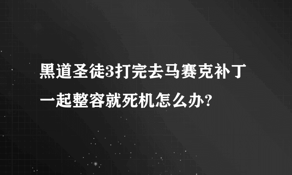 黑道圣徒3打完去马赛克补丁一起整容就死机怎么办?