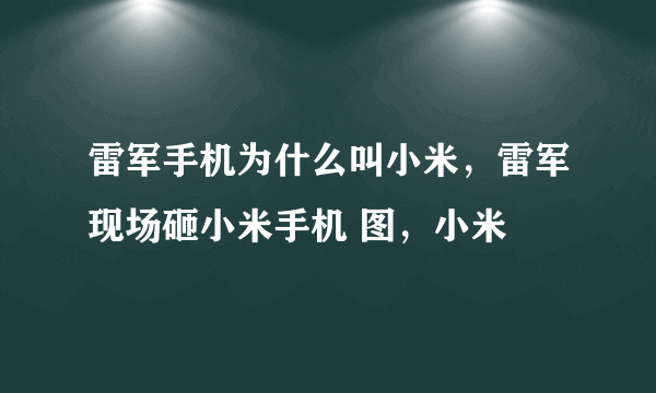 雷军手机为什么叫小米，雷军现场砸小米手机 图，小米