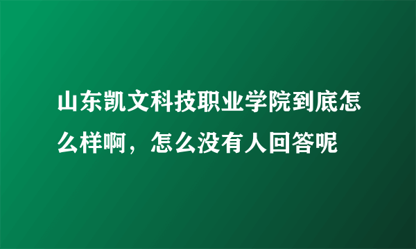 山东凯文科技职业学院到底怎么样啊，怎么没有人回答呢