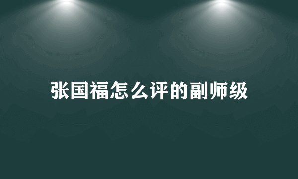 张国福怎么评的副师级