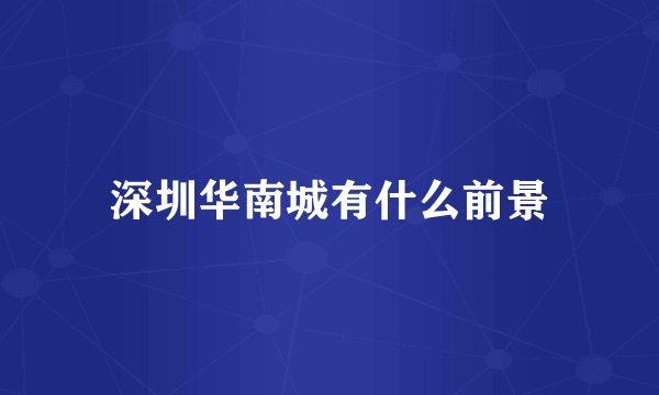 深圳华南城有什么前景