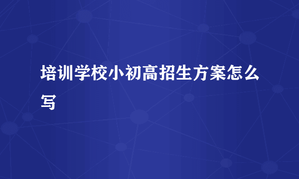 培训学校小初高招生方案怎么写