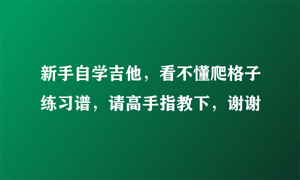 新手自学吉他，看不懂爬格子练习谱，请高手指教下，谢谢