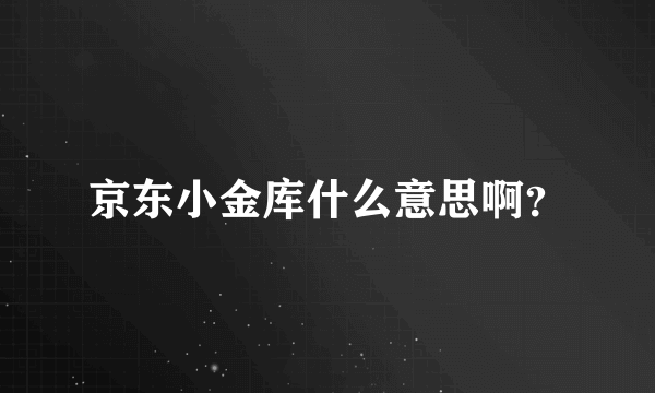京东小金库什么意思啊？