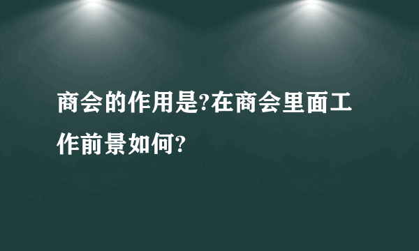 商会的作用是?在商会里面工作前景如何?