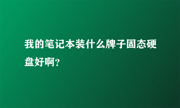 我的笔记本装什么牌子固态硬盘好啊？