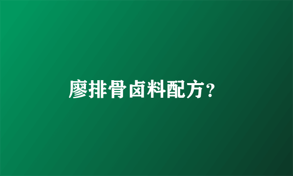 廖排骨卤料配方？